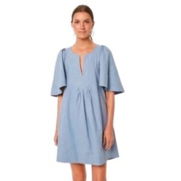 Tuckernuck Pomander Place Dress Finley Flutter Sleeve Mini in Slate Blue - Picture 2 of 8